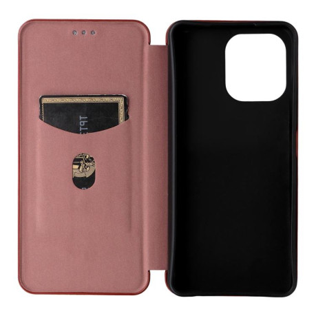 Чехол-книжка Carbon Fibre Texture на OnePlus 13T - коричневий