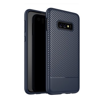 Противоударный чехол Carbon Fiber Texture Lewei Series на Samsung Galaxy S10e-синий