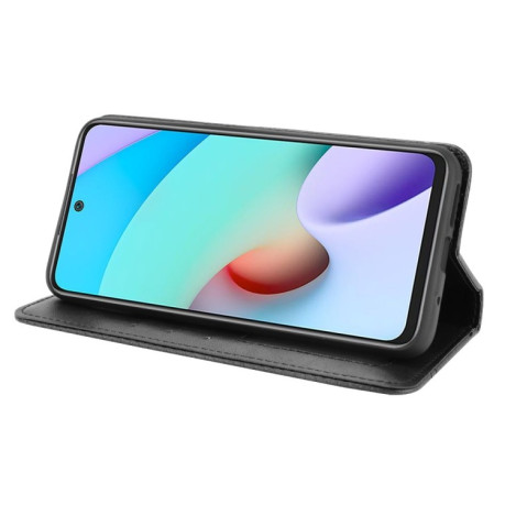 Чохол-книжка Magnetic Buckle Retro Crazy Horse Texture на Xiaomi Redmi 10 - чорний