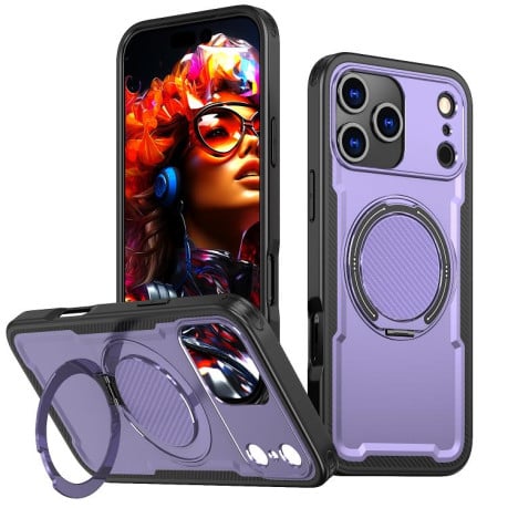 Противоударный чехол kalebol с подставкой 360 с MagSafe на iPhone 17 Pro Max - фиолетовый