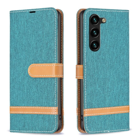 Чехол-книжка Color Matching Denim Texture на Samsung Galaxy S25+ 5G - зеленый
