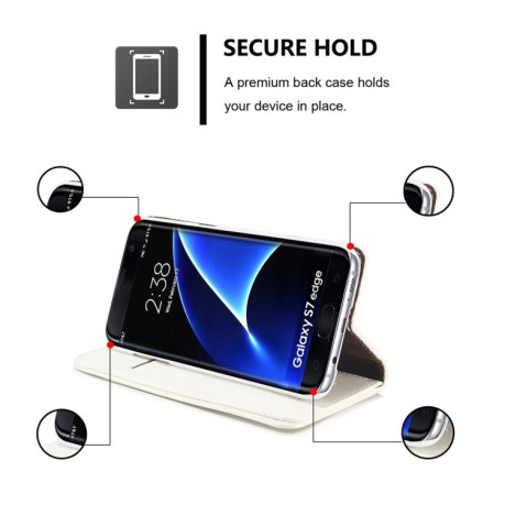 Кожаный чехол-книжка CaseMe 003 Series на Galaxy S7 Edge - белый