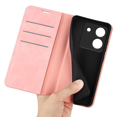 Чохол-книжка Retro Skin Feel Business Magnetic на Xiaomi Poco M7 Pro 5G - рожевий