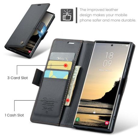 Чохол-книжка CaseMe 023 Butterfly Buckle Litchi Texture RFID Anti-theft Leather  для Samsung Galaxy S25 Ultra 5G - чорний