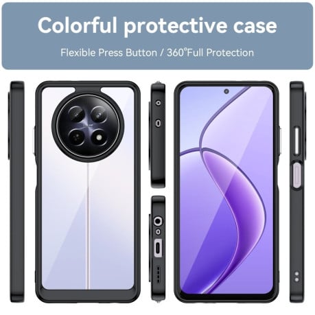 Противоударный чехол Colorful Acrylic Series для Realme 13 5G/12 5G/12X 5G - черный