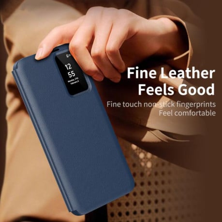 Чехол-книжка Smart View Window Leather на Samsung Galaxy S25 FE 5G - синий