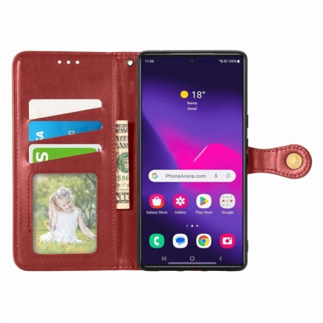 Чохол-книжка Retro Solid Color на Samsung Galaxy S25 Ultra 5G - червоний