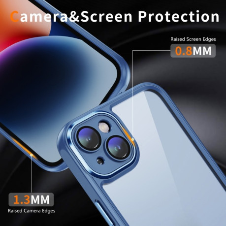 Противоударный чехол Frosted Lens  для iPhone 15 - синий