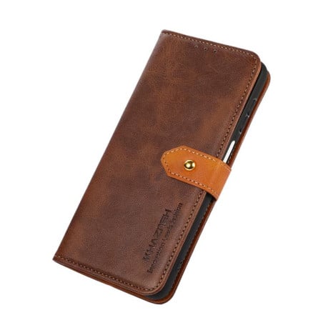 Чохол-книжка KHAZNEH Dual-color Cowhide на Samsung Galaxy S25 FE 5G - коричневий
