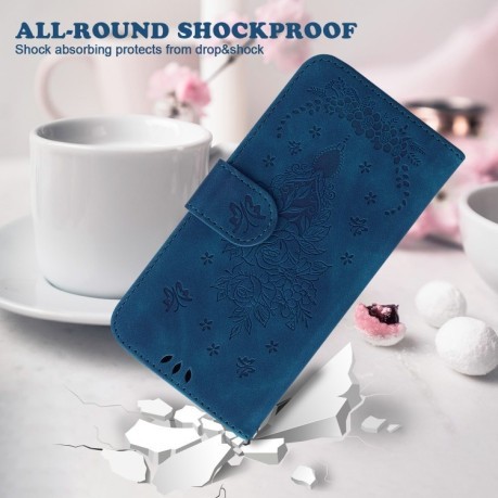 Чехол-книжка Butterfly Rose Embossed для Realme 12 Pro / 12 Pro+ - синий