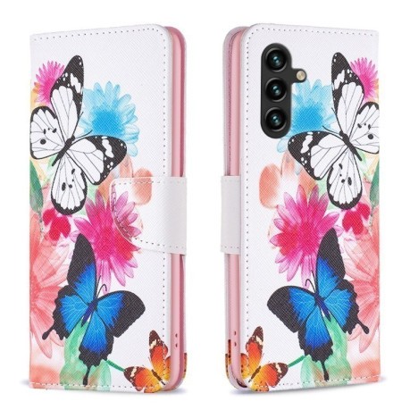 Чехол-книжка Colored Drawing Pattern для Samsung Galaxy A56 5G - Butterflies