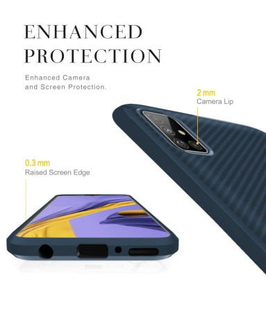 Противоударный чехол HMC Carbon Fiber Series на Samsung Galaxy A51 - Синий
