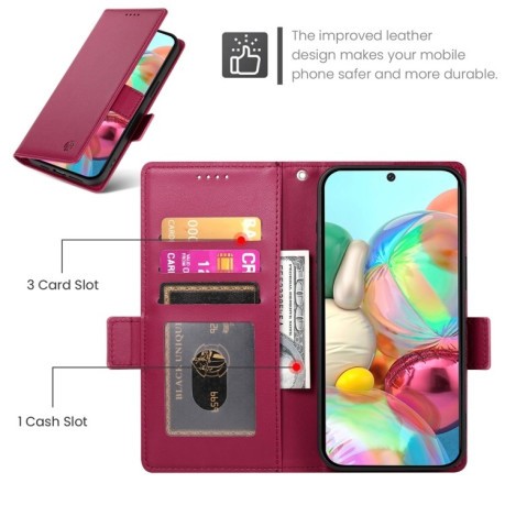 Чехол-книжка Side Buckle Magnetic Frosted Leather для Google Pixel 9a - винно-красный