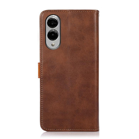 Чохол-книжка KHAZNEH Dual-color Cowhide для Samsung Galaxy S25 Edge 5G - коричневий