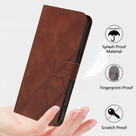 Чохол-книжка Crossbody 3D Embossed Flip Leather на Xiaomi 14T Pro - коричневий