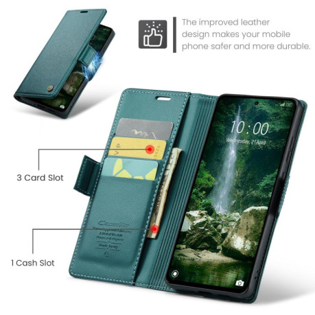 Чехол-книжка CaseMe 023 Butterfly Buckle Litchi Texture RFID Anti-theft Leather для Xiaomi Poco F7 Pro / F7 Ultra - зеленый