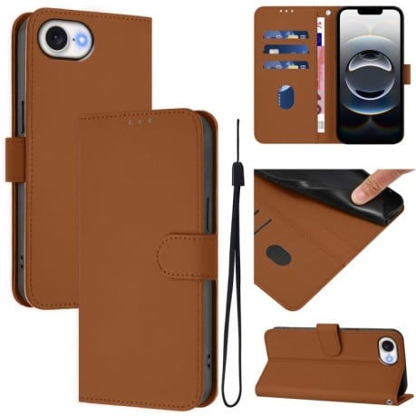 Чехол-книжка Skin Feel S-type для iPhone 16e - коричневый