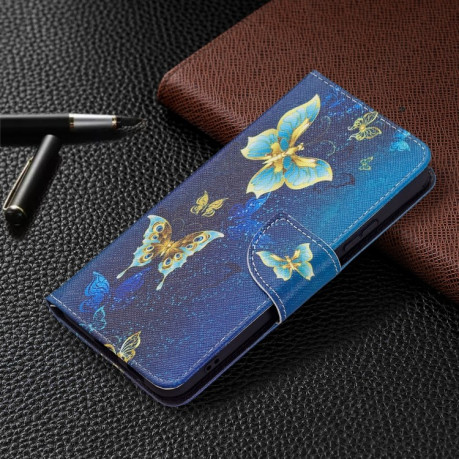 Чехол-книжка Colored Drawing Pattern для Samsung Galaxy S22 Plus 5G - Gold Butterfly