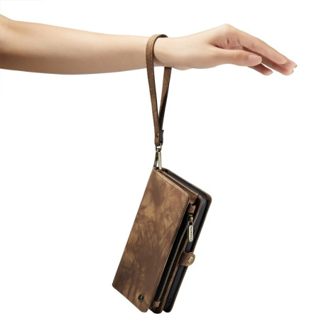 Чохол-гаманець CaseMe 008 Series Zipper Style на iPhone 15 Pro - коричневий