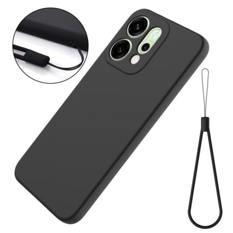 Силиконовый чехол Solid Color Liquid Silicone на OPPO Reno14 5G Global - черный