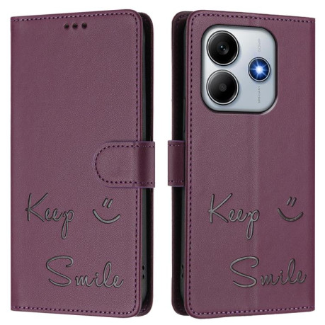 Чехол-книжка Smile Embossing RFID Leather для Xiaomi Poco M7 Pro 5G - фиолетовый