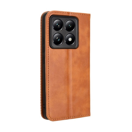 Чохол-книжка Magnetic Buckle Retro Crazy Horse Texture на Xiaomi 14T Pro - коричневий
