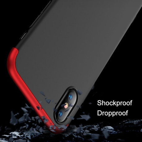 Чехол GKK Three Stage Splicing Full Coverage Case на iPhone XS Max-черно-красный