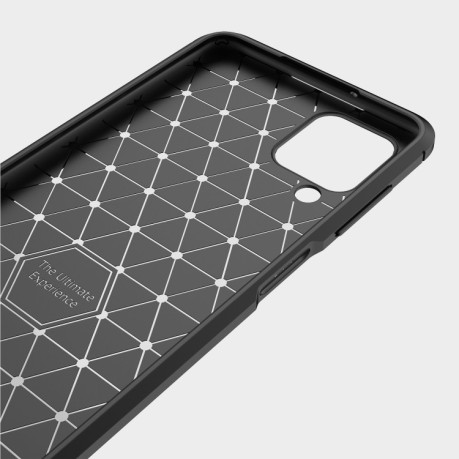 Чехол Brushed Texture Carbon Fiber на Samsung Galaxy A12 - черный
