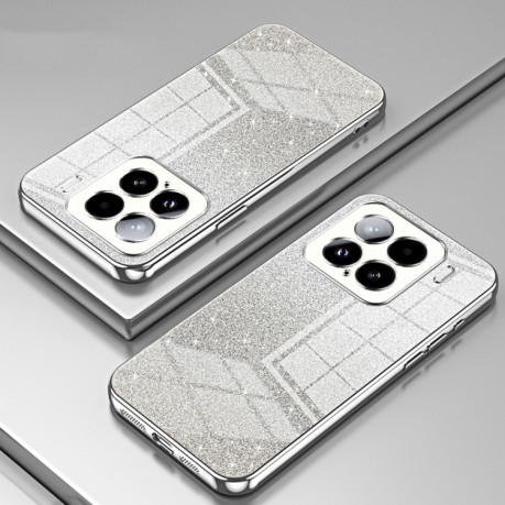 Ударозахисний чохол Gradient Glitter Powder Electroplated на Xiaomi 15 - сріблястий