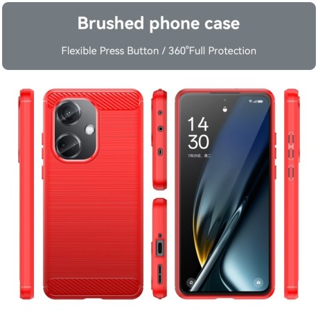 Противоударный чехол Brushed Texture Carbon Fiber на OnePlus Nord CE3 5G - красный