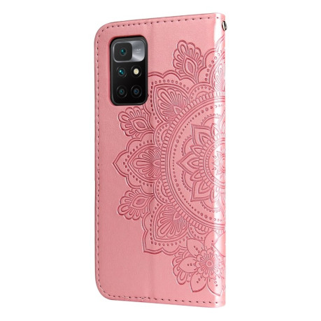 Чехол-книжка 7-petal Flowers Embossing для Xiaomi Redmi 10 - розовое золото