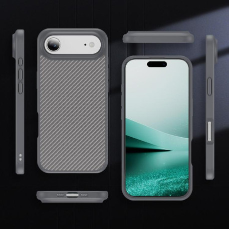 Ударозащитный чехол Carbon Fiber Texture Skin-feel Acrylic TPU на iPhone Air - серый