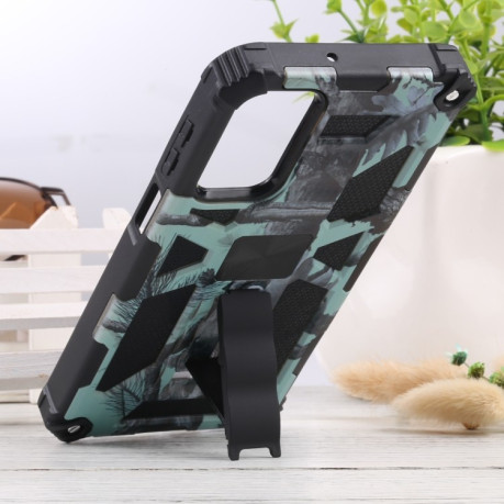 Противоударный чехол Camouflage Armor на Samsung Galaxy M23 / F23 5G / M13 4G - светло-зеленый