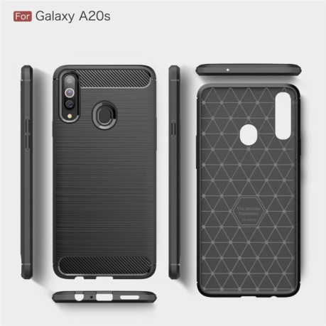 Протиударний чохол Brushed Texture Carbon Fiber Samsung Galaxy A20s-чорний