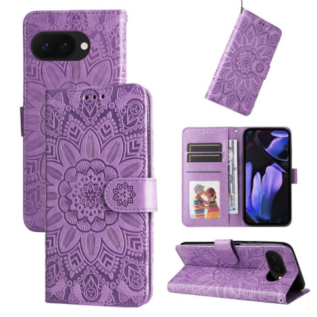 Чохол-книжка Embossed Sunflower для Google Pixel 9a - фіолетовий