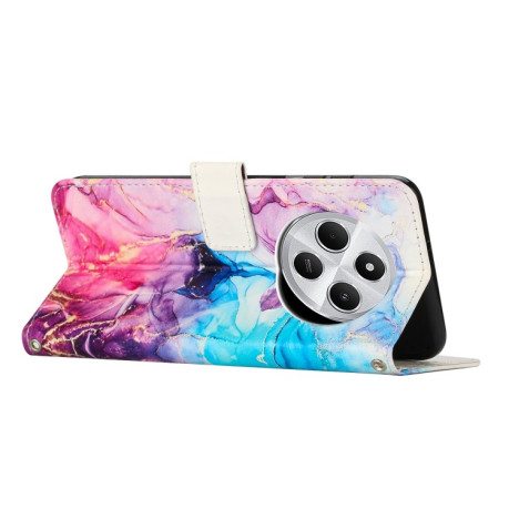 Чохол-книжка Painted Marble Pattern для Xiaomi Redmi 14C 4G/Poco C75/Redmi A4 5G - рожево-фіолетовий