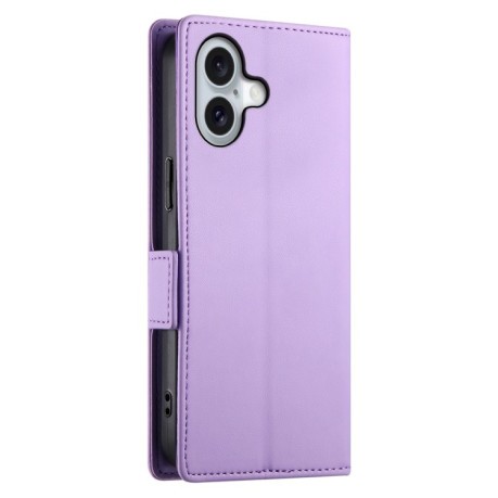 Чехол-книжка Side Buckle Magnetic Frosted Leather для iPhone 16 - фиолетовый