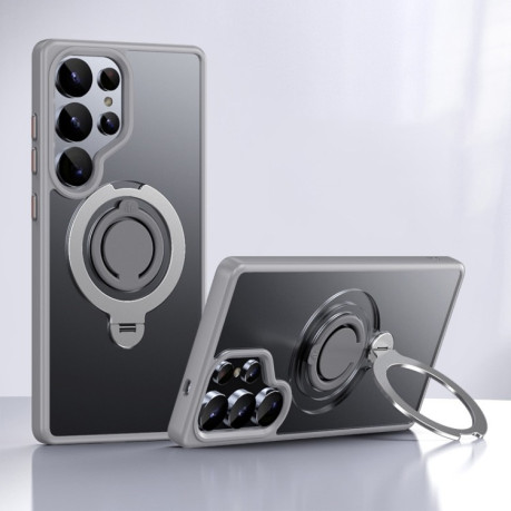 Протиударний чохол Frosted MagSafe with 360 Degree Rotating Holder  для Samsung Galaxy S25 Ultra 5G - сірий