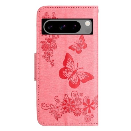 Чехол-книжка Embossed Butterfly для Google Pixel 8 Pro - розовый