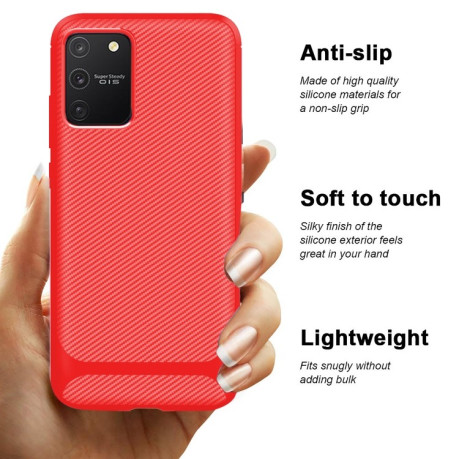 Протиударний чохол Carbon Fiber Texture на Samsung Galaxy S10 Lite - червоний