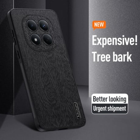 Чехол Tree Bark Leather Shockproof для Redmi Note 15 Pro 4G Global 163.2mm — серый