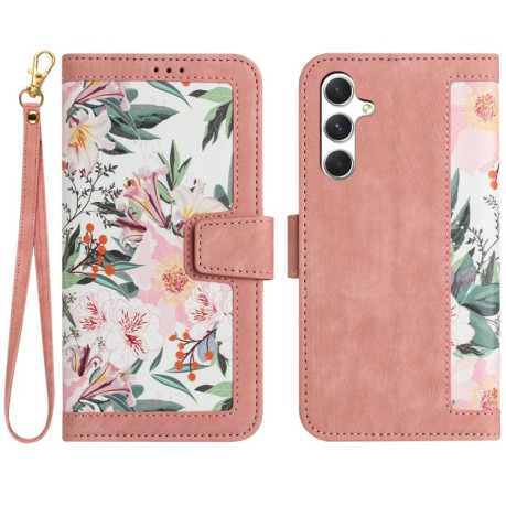 Чехол-книжка Floral Pattern Leather для Samsung Galaxy A56 5G - розовый