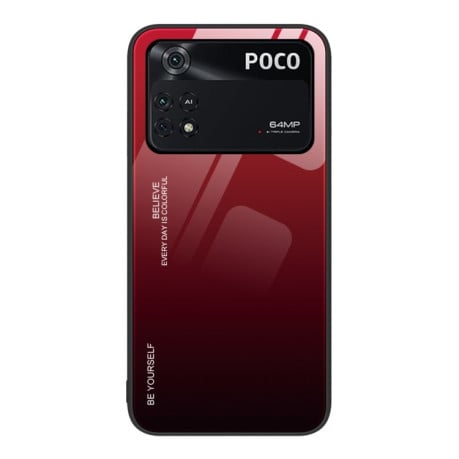 Скляний чохол Gradient Color на Xiaomi Poco M4 Pro 4G - червоно=чорний