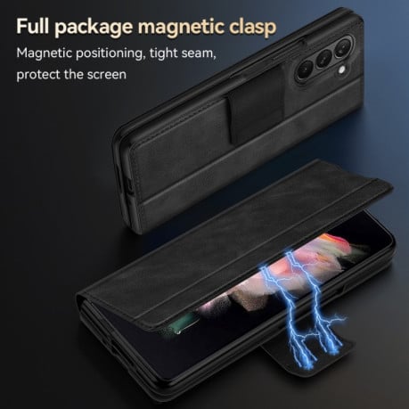 Шкіряний чохол-книжка SULADA All-inclusive Magnetic Snap Flip Leather для Samsung Galaxy Fold 6 - синій
