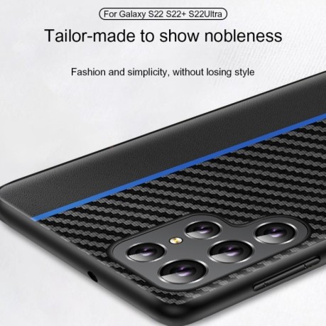 Противоударный чехол Carbon Fiber Splicing для Samsung Galaxy S24+ 5G - синий