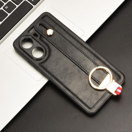 Противоударный чехол Wristband Leather Back для Xiaomi Poco X7 Pro 5G - черный