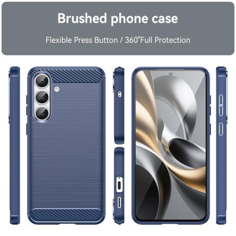 Чохол Brushed Texture Carbon Fiber на Samsung Galaxy S25 FE 5G - синій