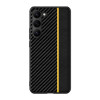 Противоударный чехол Carbon Fiber Splicing для Samsung Galaxy S24 5G - желтый