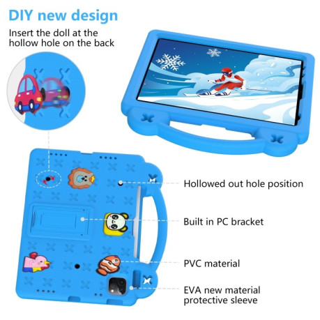 Противоударный чехол Handle Kickstand Children EVA для iPad 11(2025)/iPad 10.9 (2022) - синий