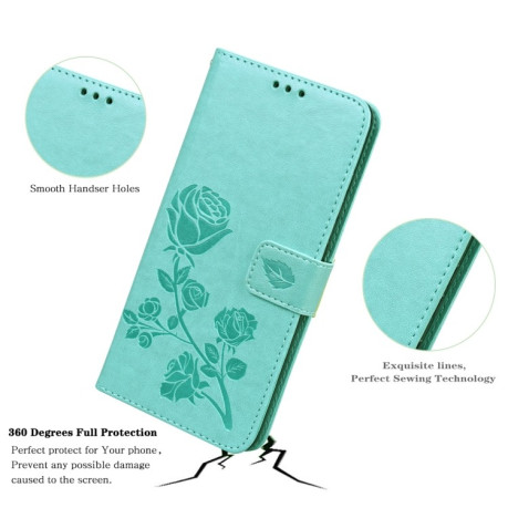 Чехол-книжка Rose Embossed для Xiaomi Poco X4 Pro 5G - зеленый
